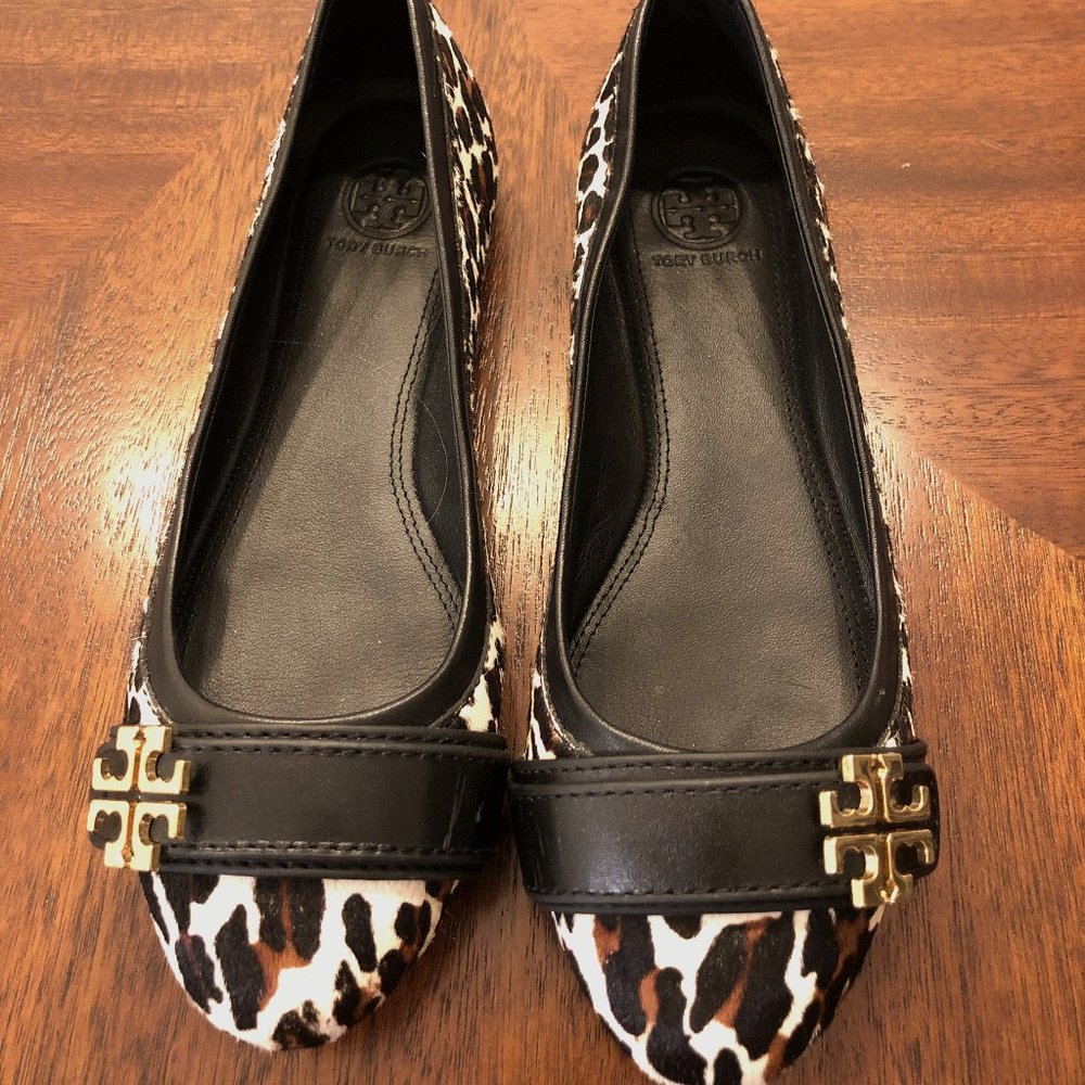 Tory Burch Pony Hair Leopard Print Ballet Flats